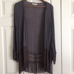 Dark grey cardigan with fringe
